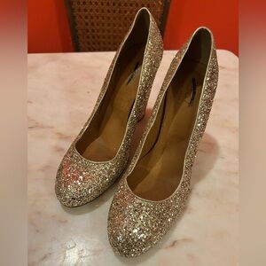 Madewell Glitter Heels in Gold